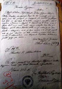 Shkresa të Majorit Ahmet Lepenica, Komandant i xhandarmerise se Qarkut të Gjirokastrës,  në vitin 1922.